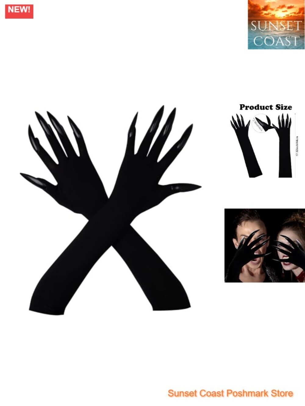 Long Claw Gloves Faux Nails Costume Cosplay Halloween Party Accessory
